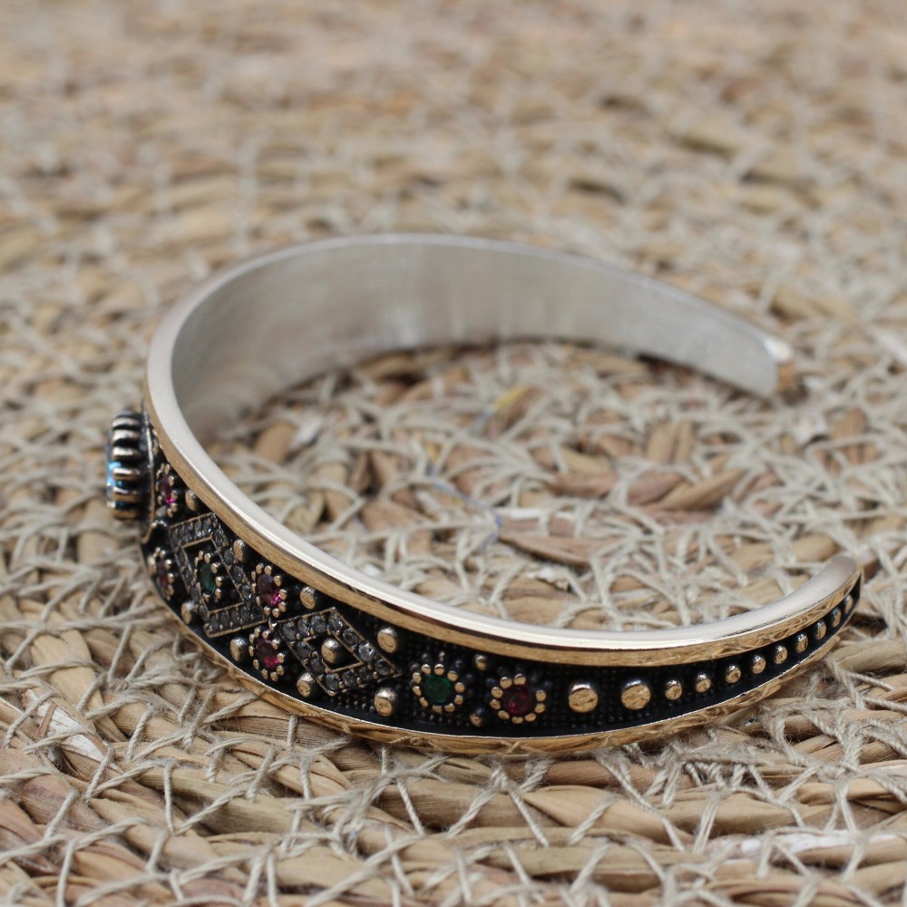 Aquamarine Bracelet, Ottoman Bracelet, Handmade Bracelet, Bangle Cuff, Turkish Handmade, Bangle Bracelet, Gift for Her, 925k Sterling Silver Aquamarine Bracelet, Ottoman Bracelet, Handmade Bracelet, Bangle Cuff, Turkish Handmade, Bangle Bracelet, Gift for Her, 925k Sterling Silver