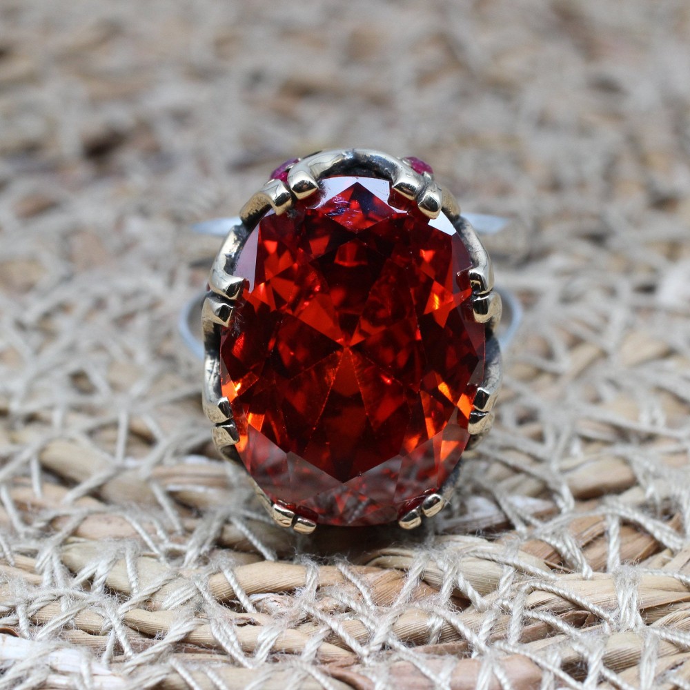 Ruby Ring, Handmade Women's Ring, Turkish Handmade Ring, Authentic Ring, Ottoman Ring, Ladies Ring, 925k Sterling Silver, Gift For Her,