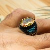 Citrine Men's Ring, Handmade Men's Ring, Turkish Handmade Ring, Ottoman Men's Ring, Men's Jewelry, Gift for Him, 925k Sterling Silver Ring