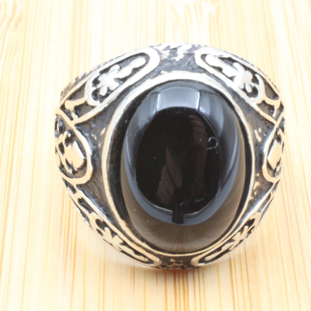 Men's Handmade Ring, Turkish Handmade Silver Men's Ring, Ottoman Men Ring, Onyx Ring, Men's Jewelry, Gift for Him, 925k Sterling Silver Ring