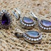 Amethyst Set, Authentic Set, Handmade Set Women, Turkish Handmade, Ladies Jewelry Set, Earring, Pendant, Ladies Set, 925k Sterling Silver