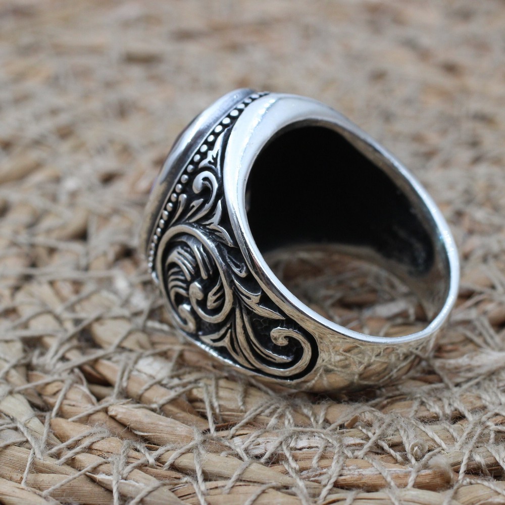 Mystic Topaz Men's Ring, Ottoman Men's Ring, Handmade Mens Ring, Turkish Handmade Mens Ring, Mens Jewelry, Gift for Him, 925 Sterling Silver Mystic Topaz Men's Ring, Ottoman Men's Ring, Handmade Mens Ring, Turkish Handmade Mens Ring, Mens Jewelry, Gift for Him, 925 Sterling Silver