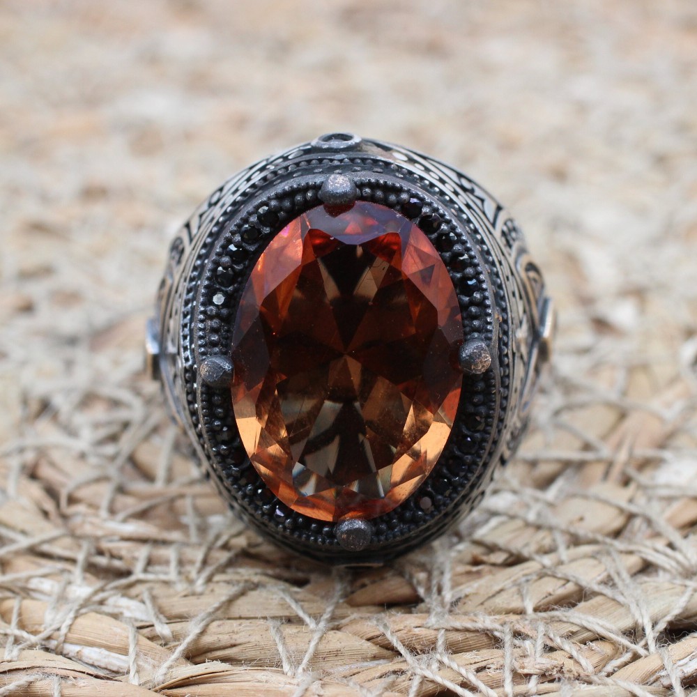 Men's Handmade Ring, Turkish Handmade Silver Men Ring, Ottoman Ring, Alexandrite Ring, Men's Jewelry, Alexandrite, 925k Sterling Silver Ring