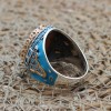 Evil Eye Men's Ring, Emerald Ring, Handmade Ring, Turkish Handmade Silver Men's Ring, Men's Jewelry, Gift for Him, 925k Sterling Silver Ring