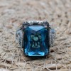 Mens Handmade Ring, Turkish Handmade Silver Men Ring, Ottoman Ring, Aquamarine Ring, Men's Jewelry, Gift for Him, 925k Sterling Silver Ring