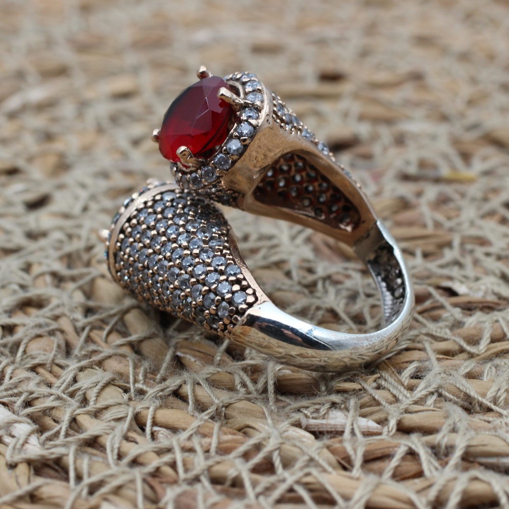 Emerald Ring, Ruby Ring, Handmade Ring, Adjustable Ring, Turkish Ring, Authentic Ring, Ottoman Ring, Ladies Ring, 925k Sterling Silver