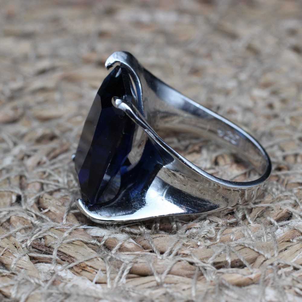 Sapphire Ladies Ring, Handmade Women's Ring, Authentic Ring, Turkish Handmade Ring, Ottoman Women's Ring, Ladies Ring, 925k Sterling Silver