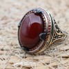 Turkish Handmade Silver Mens Ring, Men's Agate Ring, Handmade Ring, Ottoman Men Ring, Men's Jewelry, Gift for Him, 925k Sterling Silver Ring