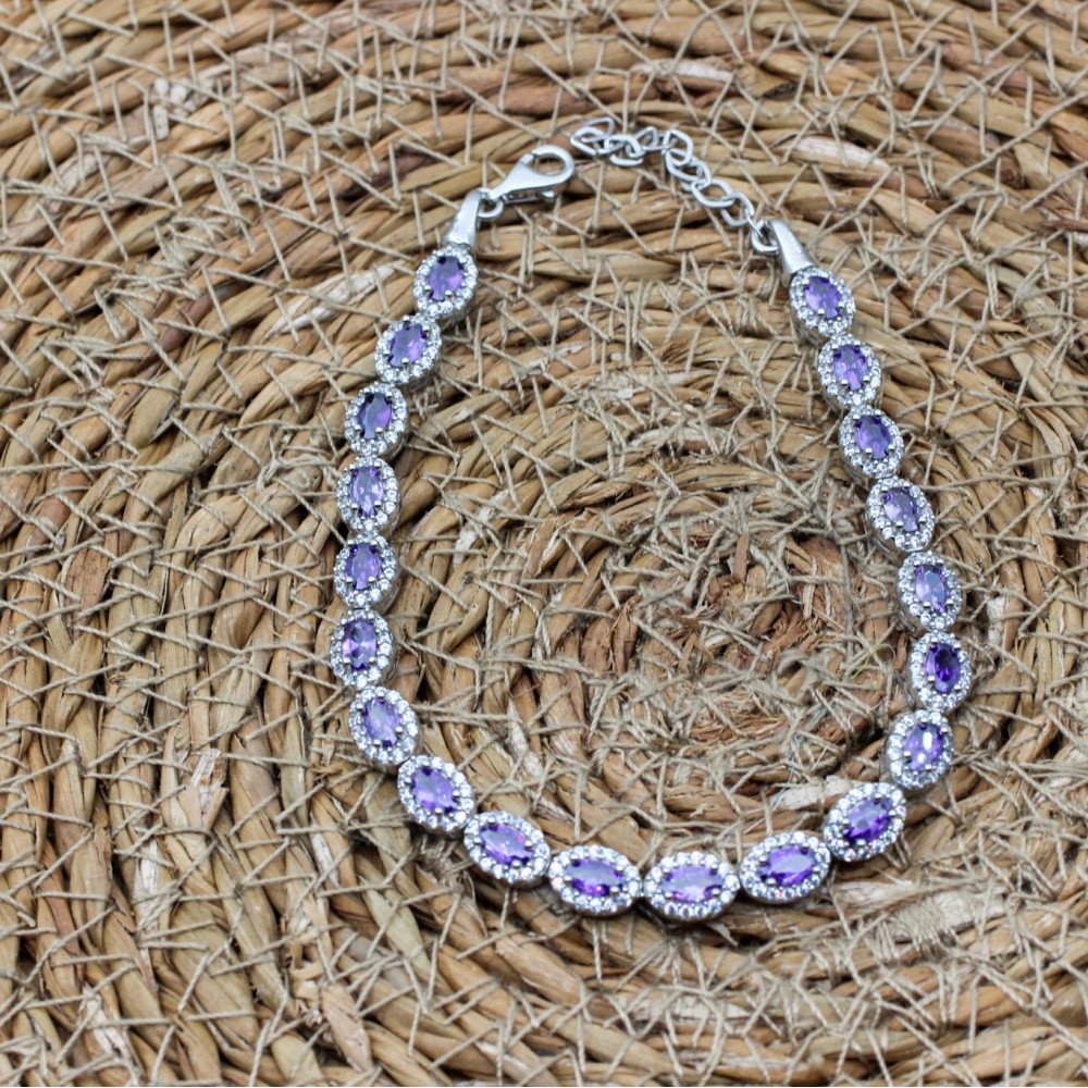 Amethyst Bracelet, Ottoman Bracelet, Handmade Bracelet, Bangle Cuff, Turkish Handmade, Ladies Bracelet, Gift For Her, 925k Sterling Silver,