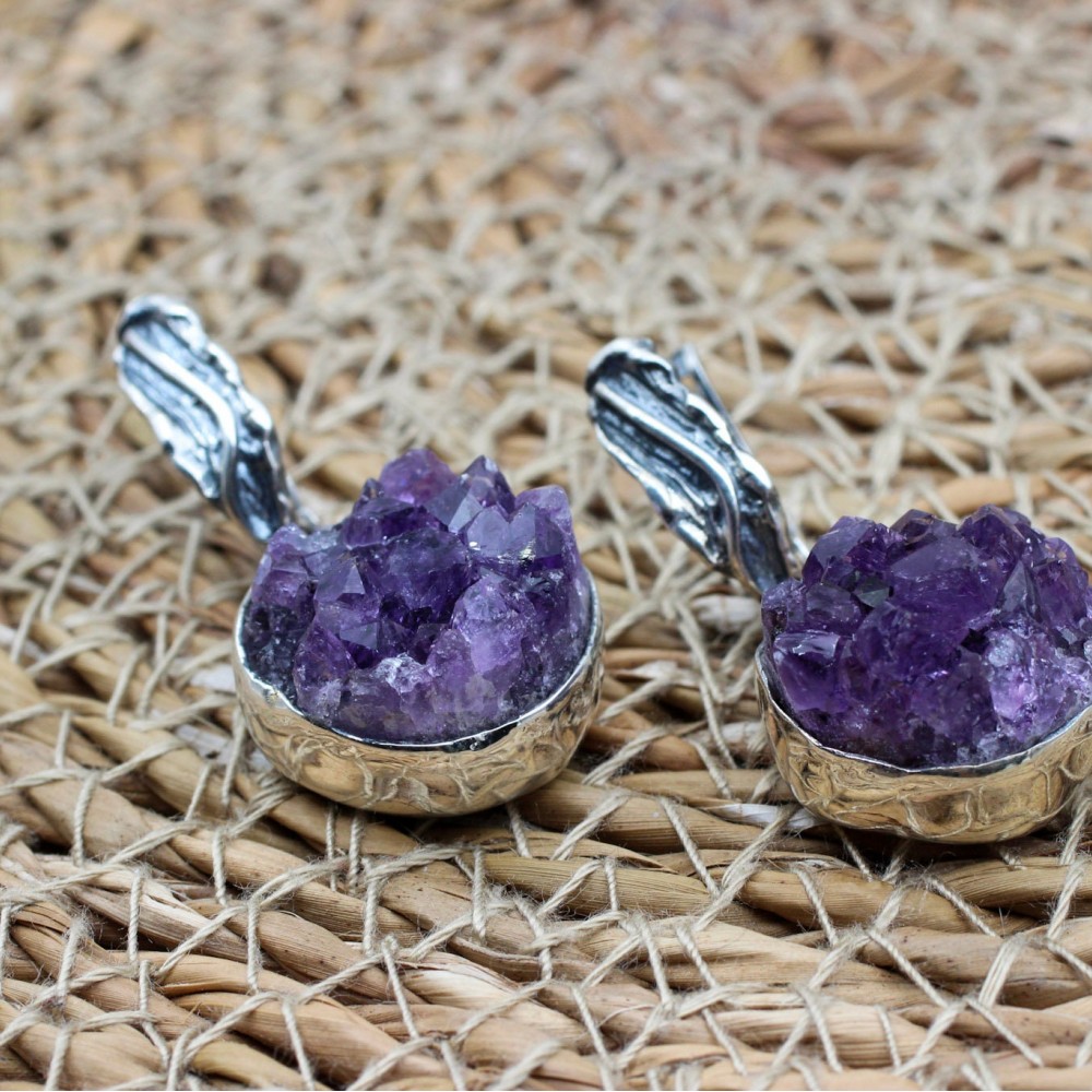 Amethyst Ladies Earring, Stud Earring, Handmade Women's Earring, Turkish Handmade, Ottoman Ladies Earring, Gift For Her, 925 Sterling Silver