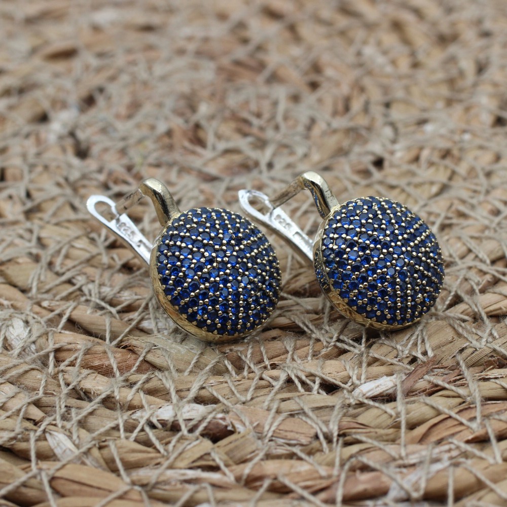 Sapphire Set, Authentic Set, Handmade Set Women, Turkish Handmade, Ladies Jewelry Set, Earring, Pendant, Ladies Set, 925k Sterling Silver