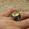 Men's Handmade Ring, Men Chain Model Ring, Citrine Men's Ring, Ottoman Men's Ring, Men's Jewelry, Gift for Him, 925k Sterling Silver Ring
