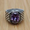 Men's Handmade Ring, Turkish Handmade Ring, Cubic Zircon, Ottoman Men Ring, Amethyst Ring, Men's Jewelry, Gift for Him, 925k Sterling Silver