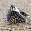 Turkish Handmade Silver Men Ring, Mens Handmade Ring, Ottoman Ring, Sapphire Ring, Men's Jewelry, Gift for Him, 925k Sterling Silver Ring
