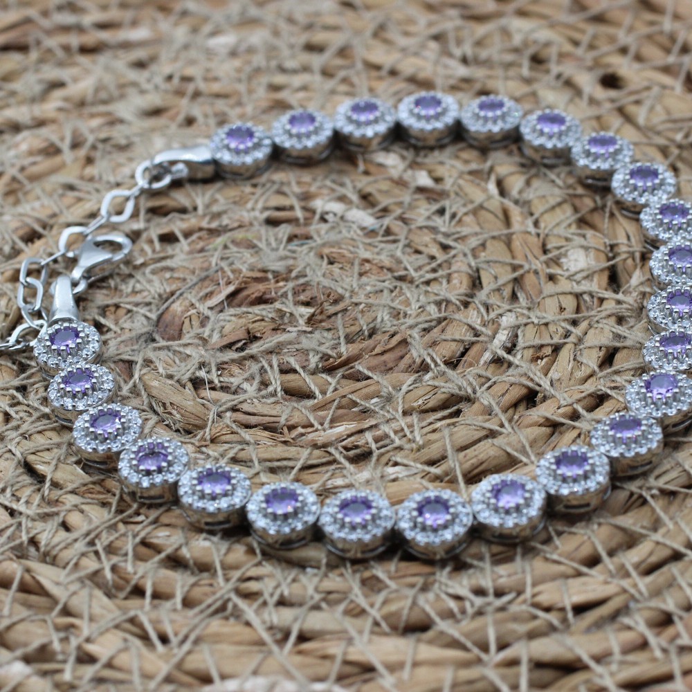 Amethyst Bracelet, Ottoman Bracelet, Handmade Bracelet, Bangle Cuff, Turkish Handmade, Ladies Bracelet, Gift For Her, 925k Sterling Silver,