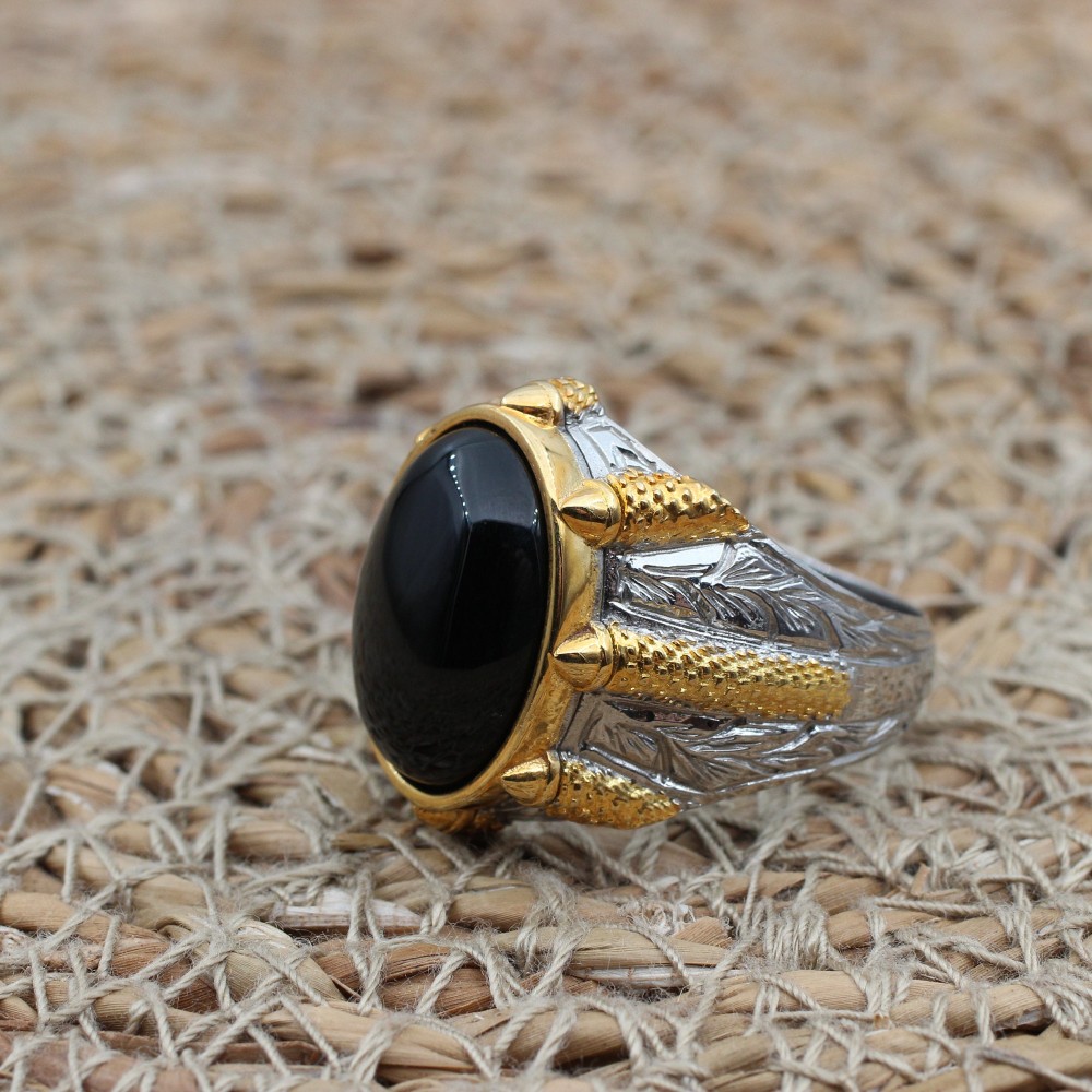 Onyx Ring, Men's Ring, Turkish Handmade Ring, Silver Men's Ring, Ottoman Men's Ring, Men's Jewelry, Gift for Him, 925k Sterling Silver Onyx Ring, Men's Ring, Turkish Handmade Ring, Silver Men's Ring, Ottoman Men's Ring, Men's Jewelry, Gift for Him, 925k Sterling Silver