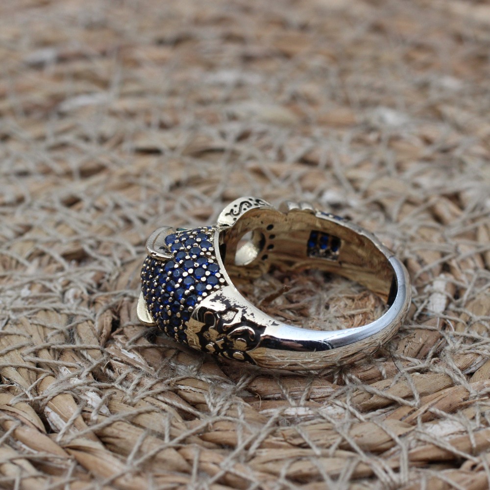 Sapphire Tiger Ring, Handmade Women's Ring, Tiger Ring, Turkish Handmade Ring, Ottoman Women Ring, Ladies Ring, 925k Sterling Silver, Tiger, Sapphire Tiger Ring, Handmade Women's Ring, Tiger Ring, Turkish Handmade Ring, Ottoman Women Ring, Ladies Ring, 925k Sterling Silver, Tiger,
