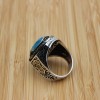 Mens Handmade Ring, Turkish Handmade Silver Men Ring, Ottoman Ring, Aquamarine Ring, Men's Jewelry, Gift for Him, 925k Sterling Silver Ring