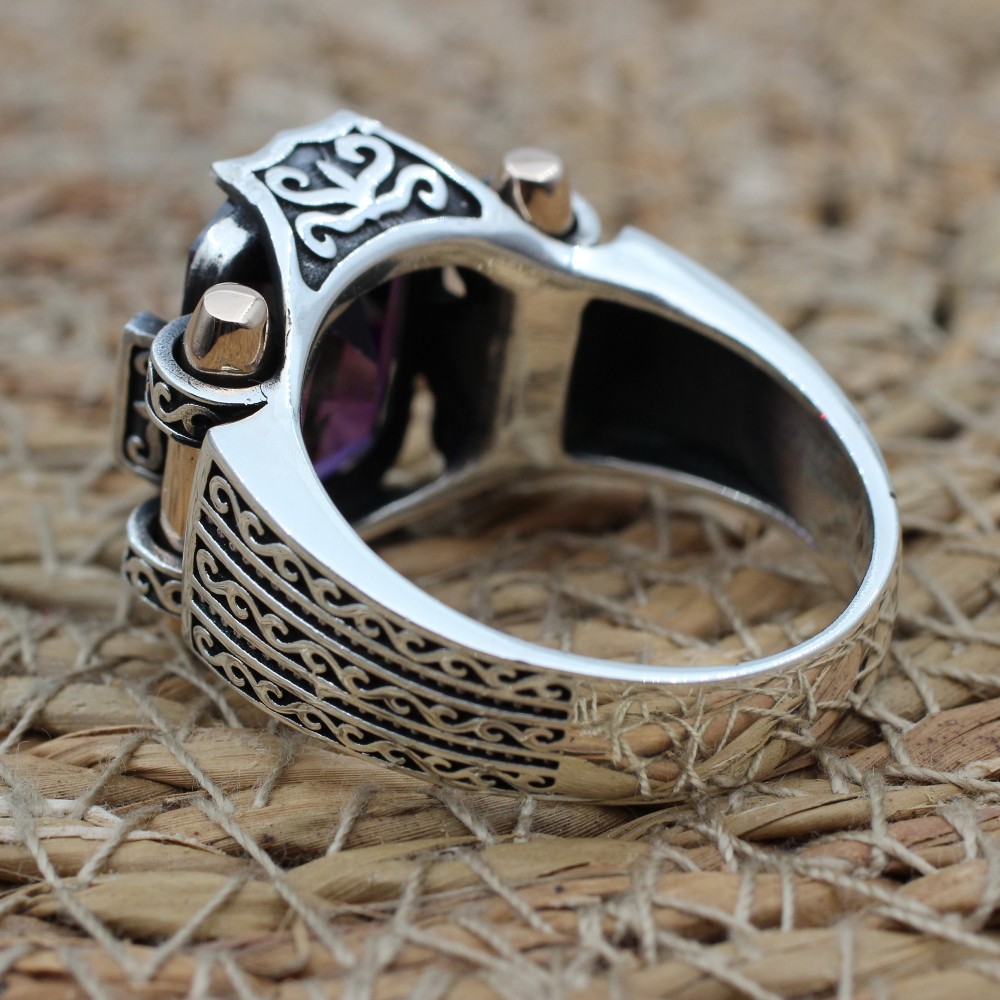 Men's Handmade Ring, Turkish Handmade Silver Men's Ring, Ottoman Ring, Amethyst Ring, Men's Jewelry, Amethyst, 925k Sterling Silver Ring Men's Handmade Ring, Turkish Handmade Silver Men's Ring, Ottoman Ring, Amethyst Ring, Men's Jewelry, Amethyst, 925k Sterling Silver Ring
