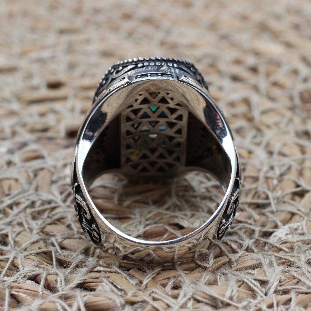 Mystic Topaz Ring, Handmade Ring, Turkish Handmade Silver Men Ring, Mystic Topaz Ring, Men's Jewelry, Gift for Him, 925k Sterling Silver