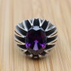 Mens Handmade Ring, Turkish Handmade Silver Men Ring, Ottoman Men Ring, Amethyst Ring, Men Jewelry, Gift for Him, 925k Sterling Silver Ring