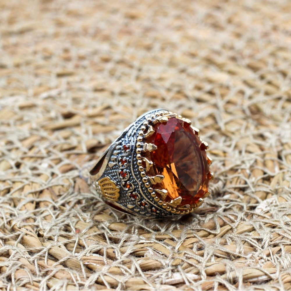 Men's Handmade Ring, Turkish Handmade Silver Mens Ring, Ottoman Ring, Alexandrite Ring, Men's Jewelry, Turquoise, 925k Sterling Silver Ring