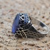 Turkish Handmade Silver Men Ring, Mens Handmade Ring, Ottoman Ring, Sapphire Ring, Men's Jewelry, Gift for Him, 925k Sterling Silver Ring