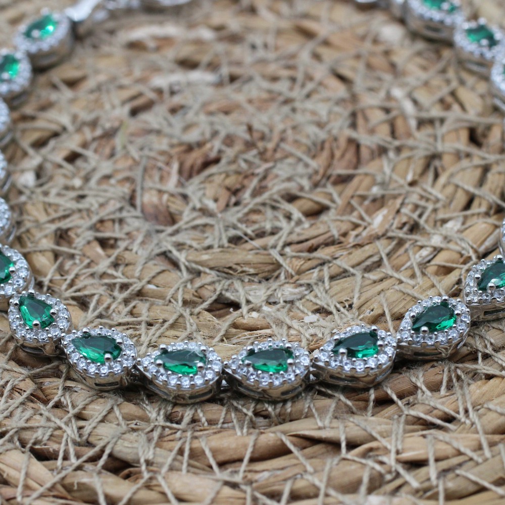 Emerald Bracelet, Ottoman Bracelet, Handmade Bracelet, Bangle Cuff, Turkish Handmade, Ladies Bracelet, Gift For Her, 925k Sterling Silver,