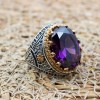 Amethyst Men's Ring, Mens Handmade Ring, Turkish Handmade Silver Men Ring, Ottoman Men Ring, Men Jewelry, Gift for Him, 925k Sterling Silver