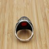 Mens Handmade Ring, Turkish Handmade Silver Men Ring, Ottoman Men Ring, Ruby Ring, Men's Jewelry, Gift for Him, 925k Sterling Silver Ring