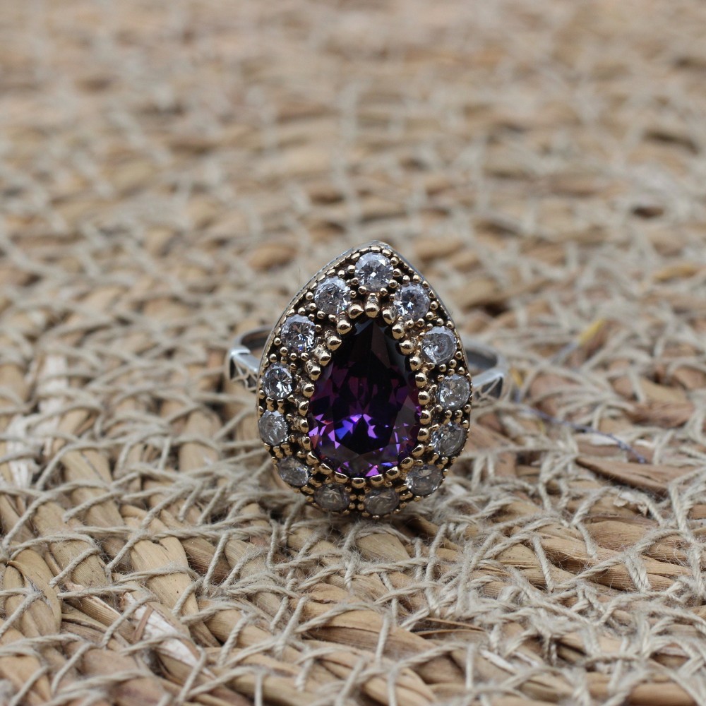 Amethyst Set, Authentic Set, Handmade Set Women, Turkish Handmade, Ladies Jewelry Set, Earring, Pendant, Ladies Set, 925k Sterling Silver