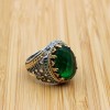 Emerald Men's Ring, Handmade Mens Ring, Turkish Handmade Silver Ring, Ottoman Men Ring, Men's Jewelry, Gift for Him, 925k Sterling Silver