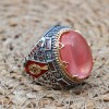 Mens Handmade Ring, Turkish Handmade Silver Men Ring, Ottoman Men Ring, Quartz Ring, Men's Jewelry, Gift for Him, 925k Sterling Silver Ring