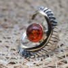Amber Ladies Ring, Turkish Handmade Ring, Round Stone Ring, Handmade Women's Ring, Ottoman Women's Ring, Ladies Ring, 925 Sterling Silver