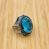 Mens Handmade Ring, Turkish Handmade Silver Men Ring, Ottoman Ring, Aquamarine Ring, Men's Jewelry, Gift for Him, 925k Sterling Silver Ring