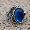 Mens Handmade Ring, Turkish Handmade Silver Men Ring, Ottoman Ring, Aquamarine Ring, Men's Jewelry, Gift for Him, 925k Sterling Silver Ring
