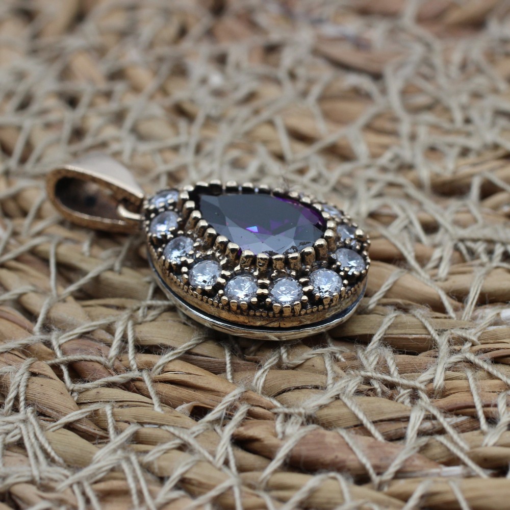 Amethyst Set, Authentic Set, Handmade Set Women, Turkish Handmade, Ladies Jewelry Set, Earring, Pendant, Ladies Set, 925k Sterling Silver