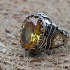 Citrine Men's Ring, Handmade Men's Ring, Turkish Handmade Ring, Ottoman Men's Ring, Men's Jewelry, Gift for Him, 925k Sterling Silver Ring