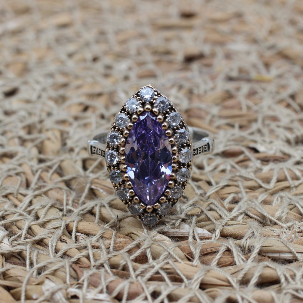 Amethyst Set, Authentic Set, Handmade Set Women, Turkish Handmade, Ladies Jewelry Set, Earring, Pendant, Ladies Set, 925k Sterling Silver