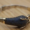 Sapphire Bracelet, Tiger Bracelet, Handmade Bracelet, Bangle Cuff, Turkish Handmade, Ottoman Bracelet, Gift For Her, 925k Sterling Silver