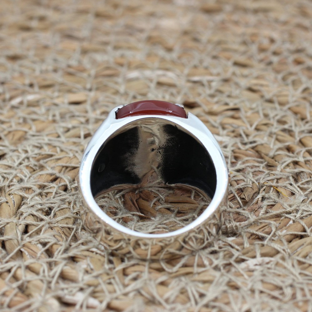 Agate Men's Ring, Handmade Men's Ring, Turkish Handmade Silver Men's Ring, Eagle Mens Ring, Men's Jewelry, Gift for Him, 925 Sterling Silver