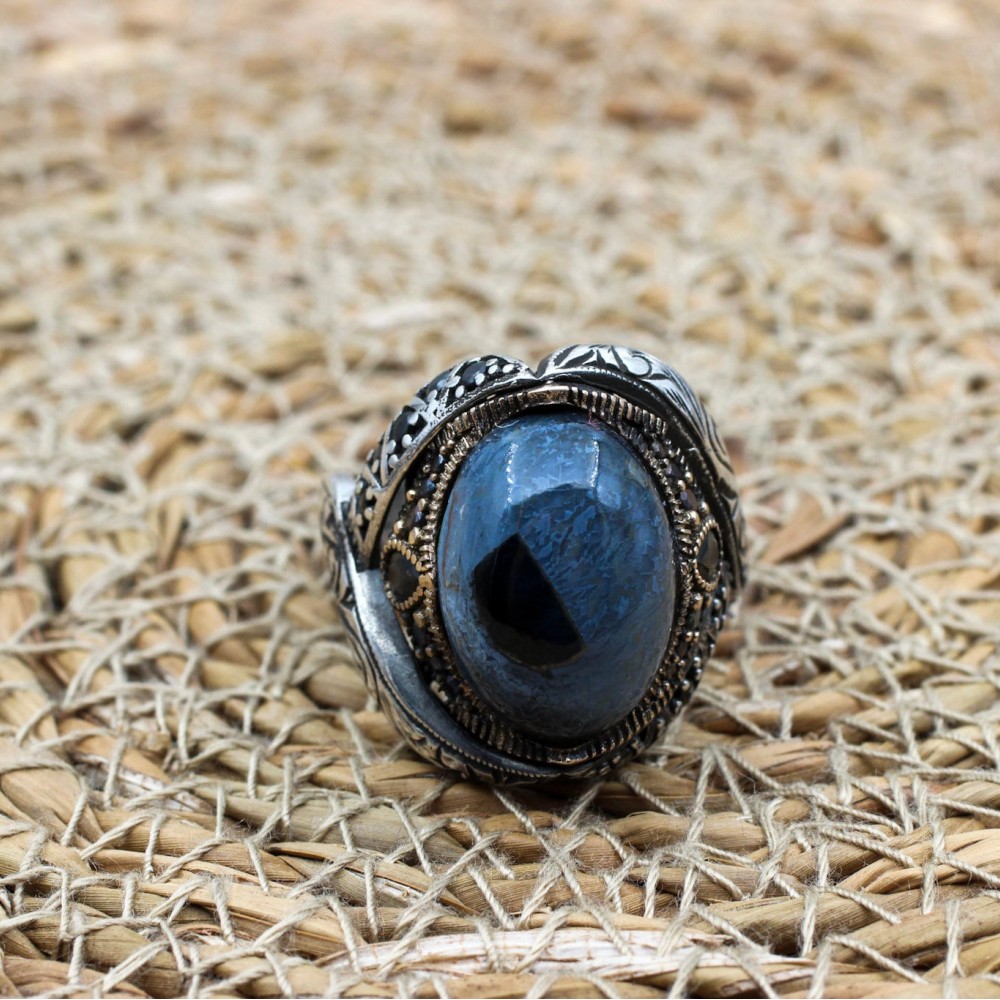 Pietersite Men's Ring, Handmade Ring, Turkish Handmade Silver Men Ring, Ottoman Ring, Men's Jewelry, Gift for Him, 925 Sterling Silver Ring