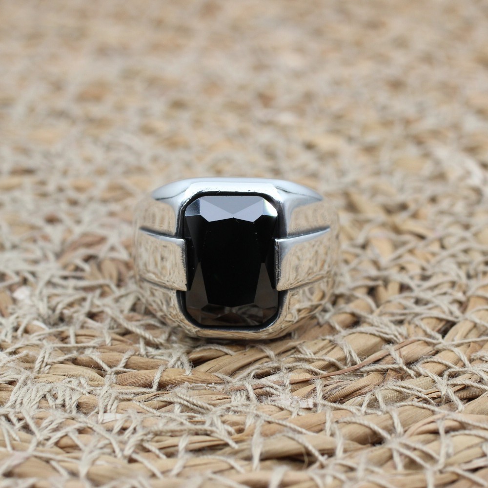 Handmade Silver Men's Ring, Onyx Men's Ring, Turkish Handmade Men's Ring, Men's Ring, Ottoman Mens Ring, Gift for Him, 925 Sterling Silver