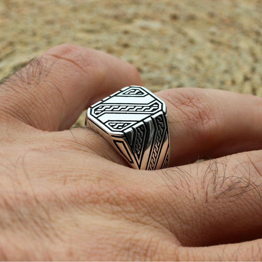 Men's Ring, Turkish Handmade, Silver Men's Ring, Men's Handmade Ring, Ottoman Ring, Men's Jewelry, Gift for Him, 925k Sterling Silver Ring