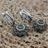 Emerald Ladies Set, Authentic Set, Handmade Set Women, Turkish Handmade Ladies Set, Ring, Earring, Pendant, Ladies Set, 925k Sterling Silver