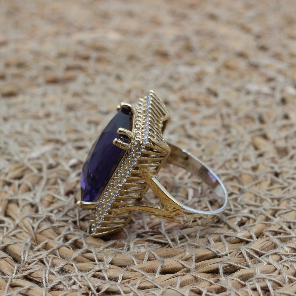 Amethyst Ladies Set, Authentic Set, Handmade Set Women, Turkish Handmade, Ladies Jewelry Set, Earring, Ladies Set, 925k Sterling Silver