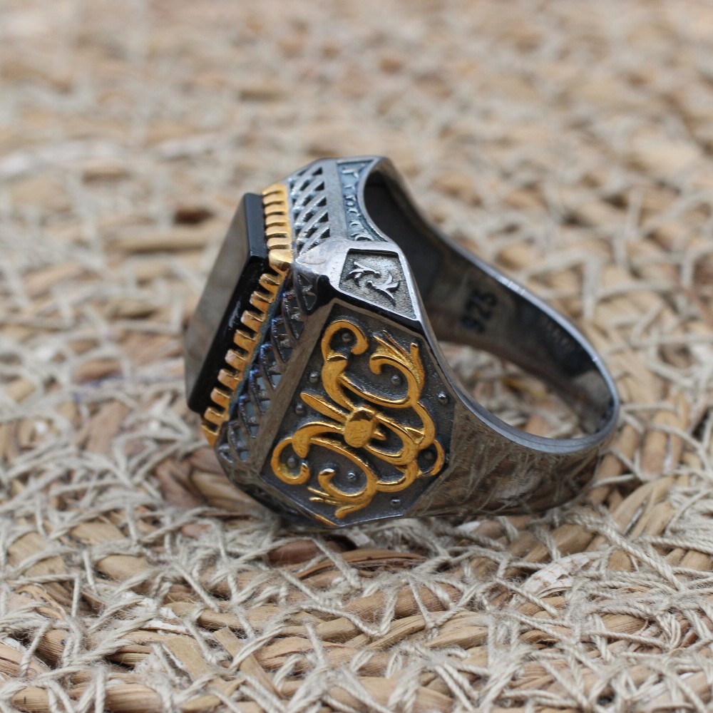 Handmade Silver Men's Ring, Onyx Men's Ring, Turkish Handmade Men's Ring, Men's Ring, Ottoman Mens Ring, Gift for Him, 925k Sterling Silver, Handmade Silver Men's Ring, Onyx Men's Ring, Turkish Handmade Men's Ring, Men's Ring, Ottoman Mens Ring, Gift for Him, 925k Sterling Silver,