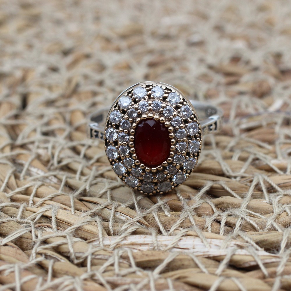 Ruby Ring, Handmade Women's Ring, Turkish Handmade Ring, Authentic Ring, Ottoman Ring, Ladies Ring, 925k Sterling Silver, Gift For Her,
