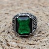 Emerald Men's Ring, Ottoman Men's Ring, Handmade Men's Ring, Turkish Handmade Men's Ring, Men's Jewelry, Gift for Him, 925 Sterling Silver