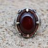 Agate Men's Ring, Ottoman Men's Ring, Handmade Men's Ring, Turkish Ring, Oval Stone Ring, Men's Jewelry, Gift for Him, 925 Sterling Silver